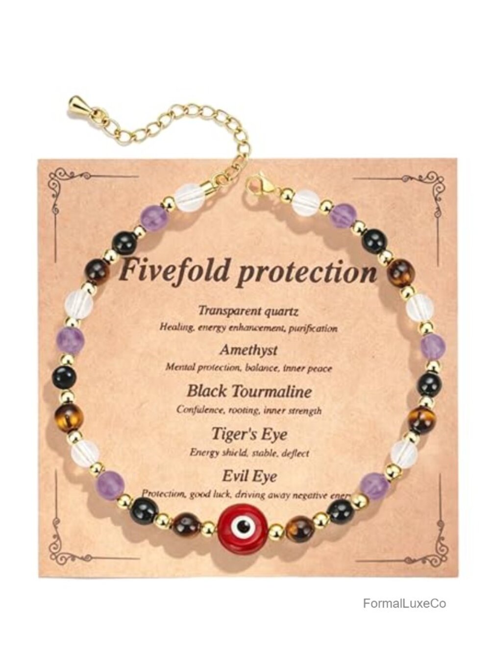 Evil Eye Gemstone Bracelet Crystal Healing Good Luck Charm Adjustable